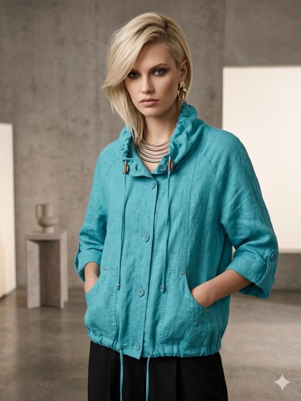 Olsen Turq.Button Front Jacket